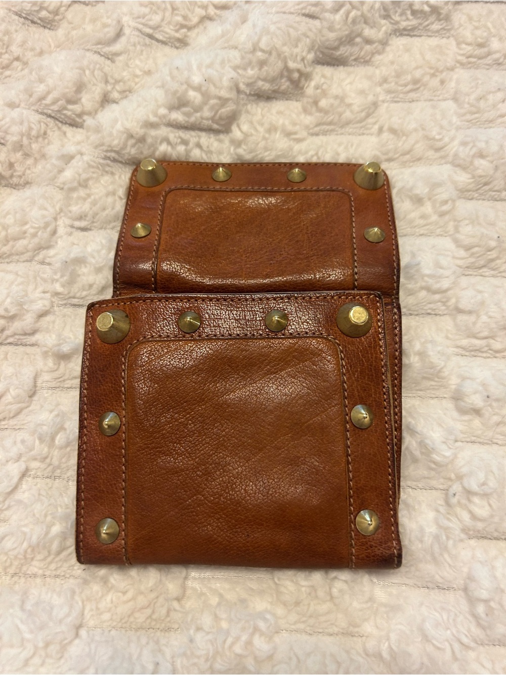 Chloe Paddington Vintage Studded Leather Bifold Wallet Cognac Brass with COA - Picture 6 of 16